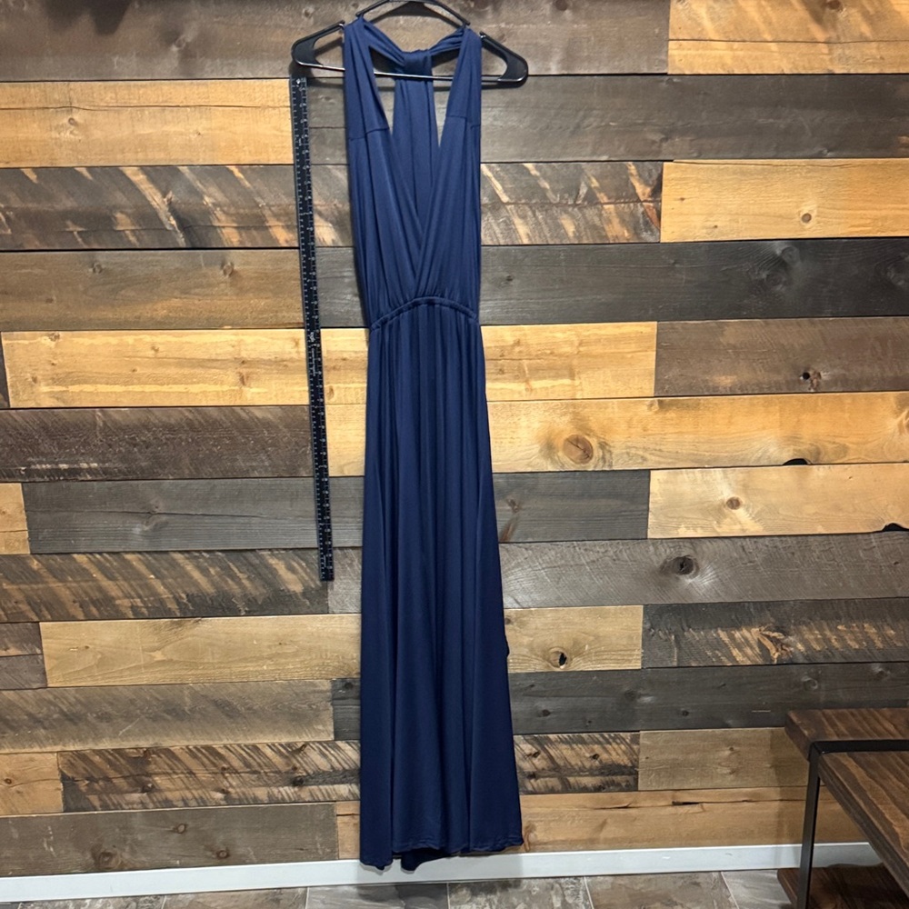 Women’s Navy Blue V-Neck Maxi Dress